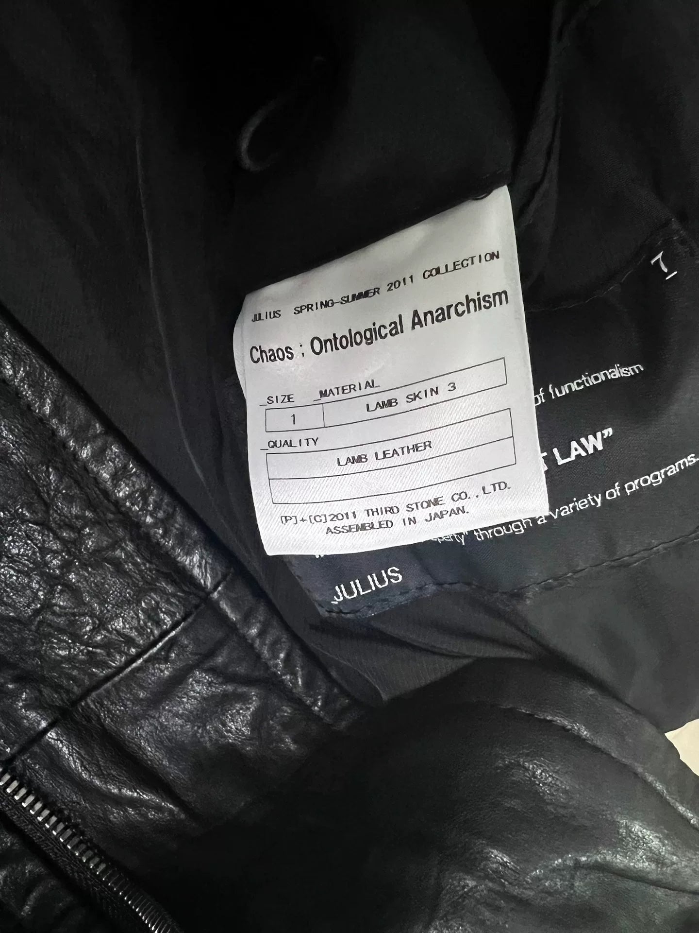 Julius_7 Black High Neck Leather Jacket