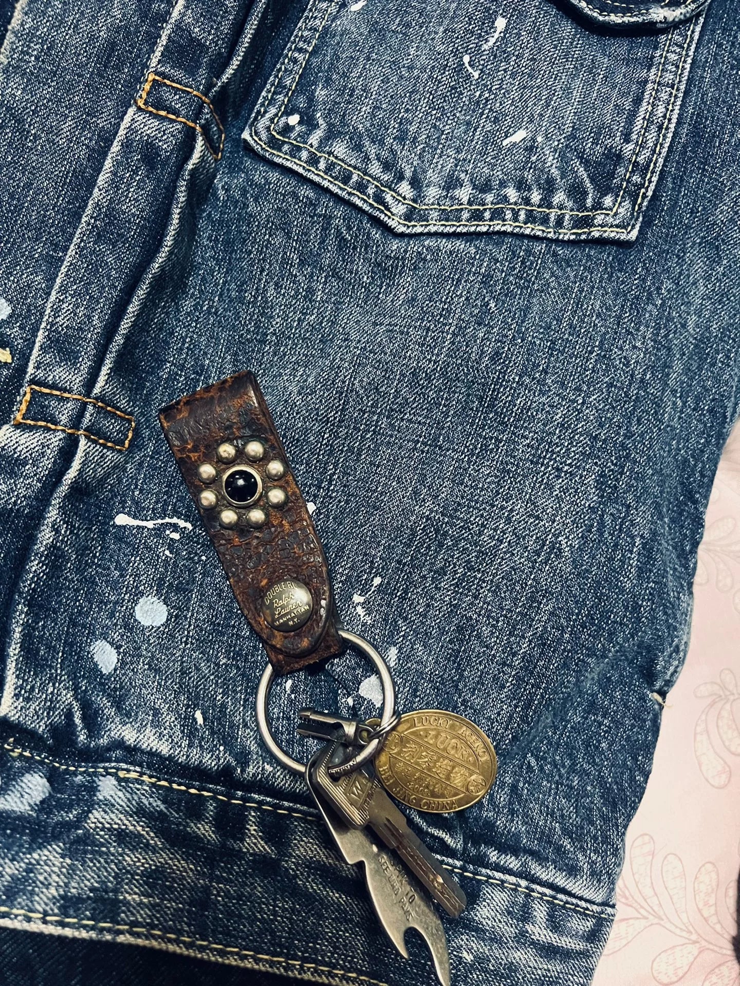RRL Double RL Vintage Leather Keychain