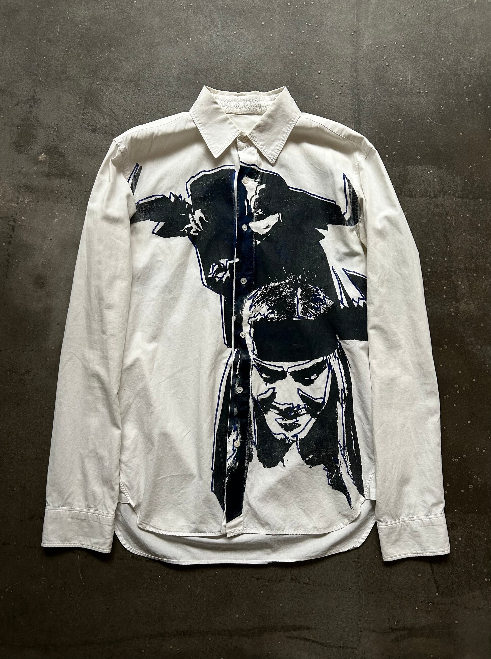 john galliano pirate print button-up shirt