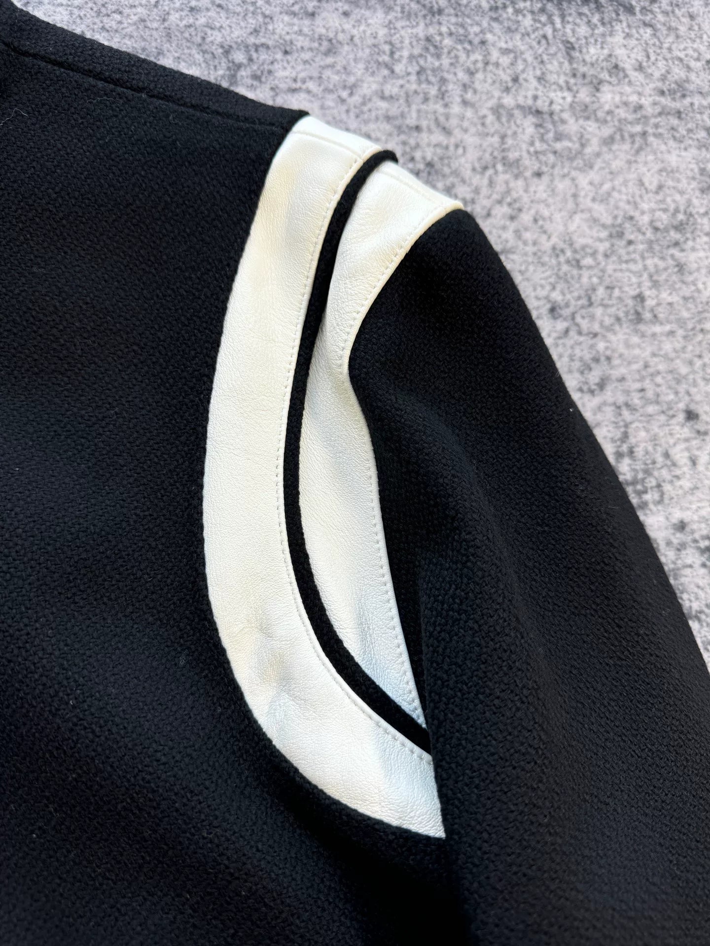Saint Laurent Black White Leather Varsity Jacket