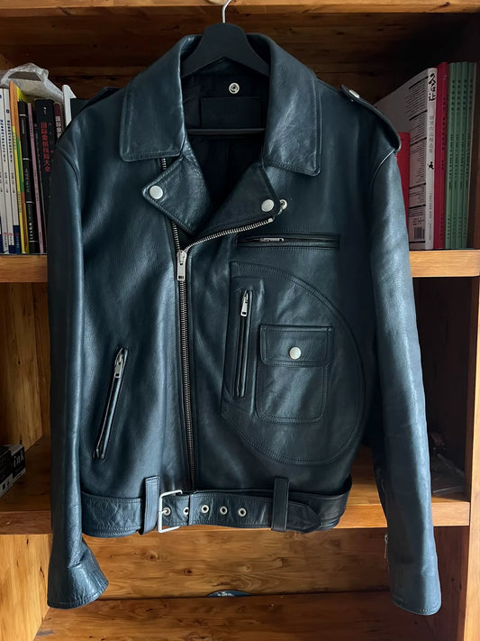 Givenchy Blue Leather Biker Jacket