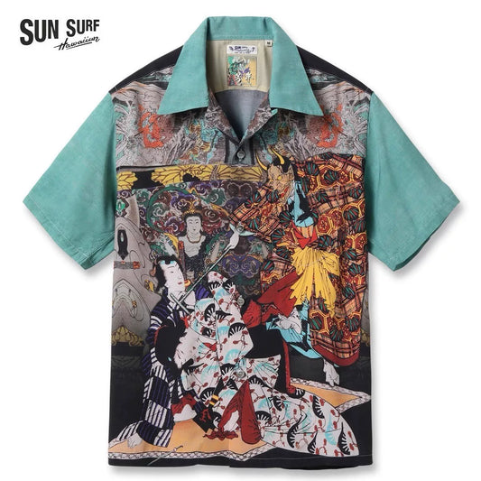 SUN SURF Rayon Hawaiian Short Sleeve Shirt