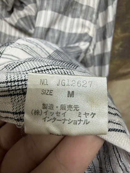 issey miyake striped linen collar shirt
