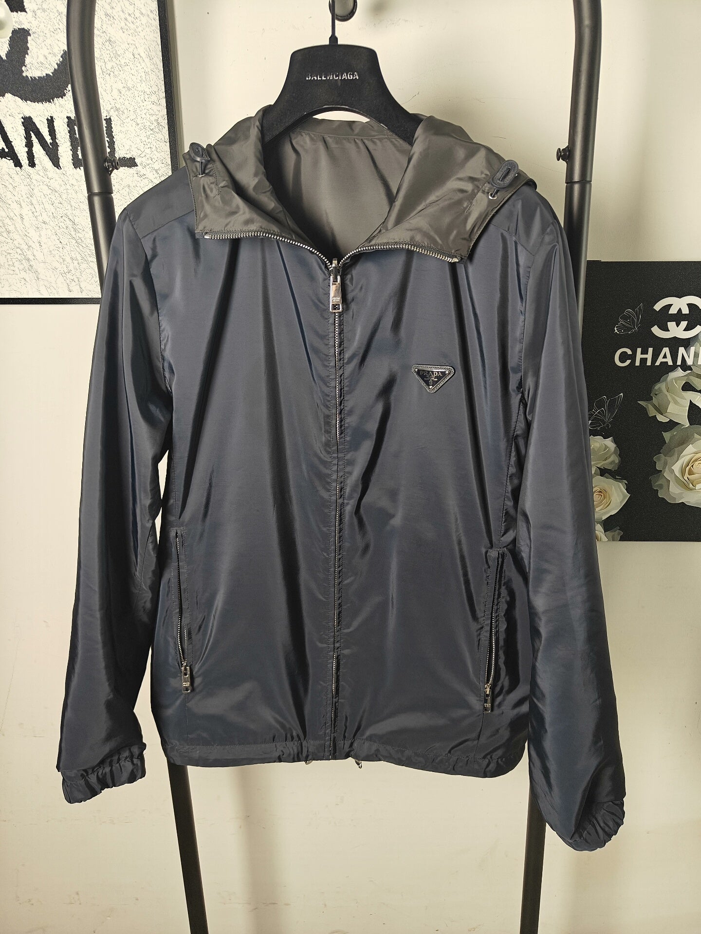 Prada Dual-Sided Nylon Jacket with Triangle Logo