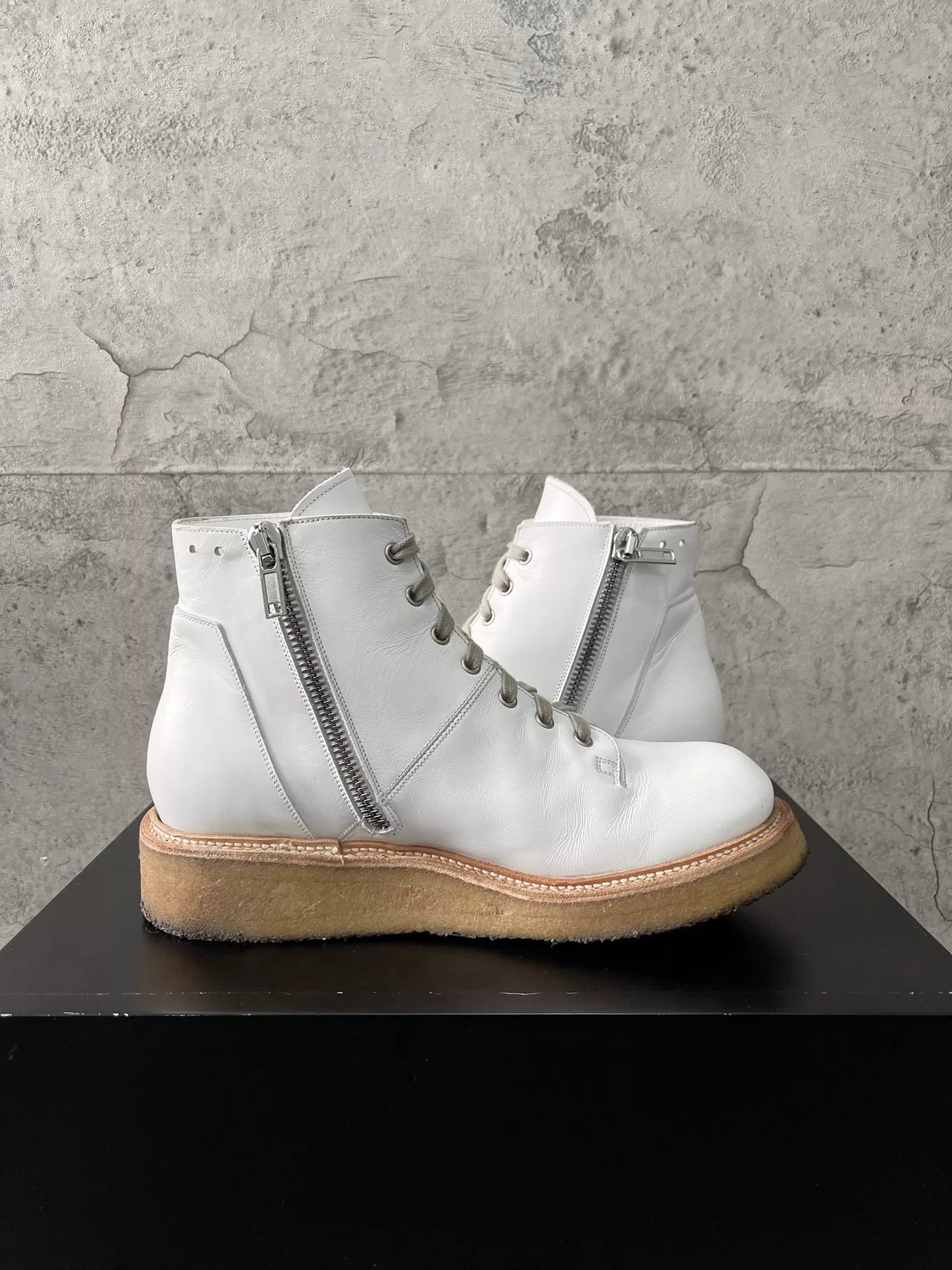 Rick Owens Milk White Martin Boots 42