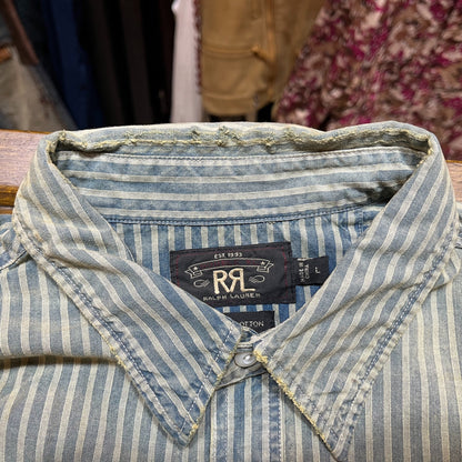 RRL Distressed Striped Shirt