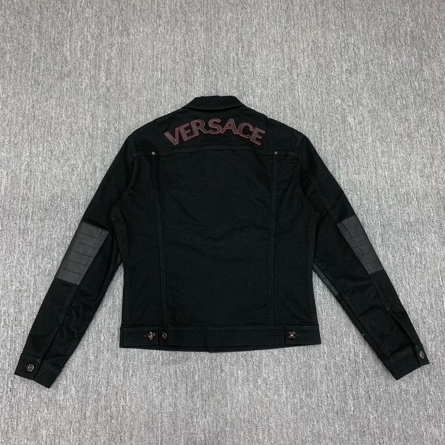 black short denim jacket with logo