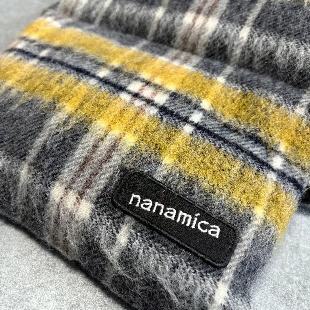 nanamica scarf plaid black and yellow