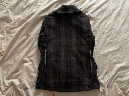 heavy wool check jacket with pockets