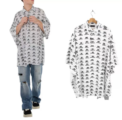 balenciaga oversized all over logo shirt