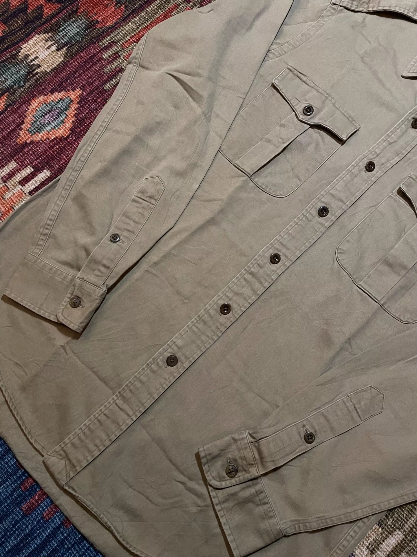 RALPH LAUREN Khaki Puppy Print Military Shirt
