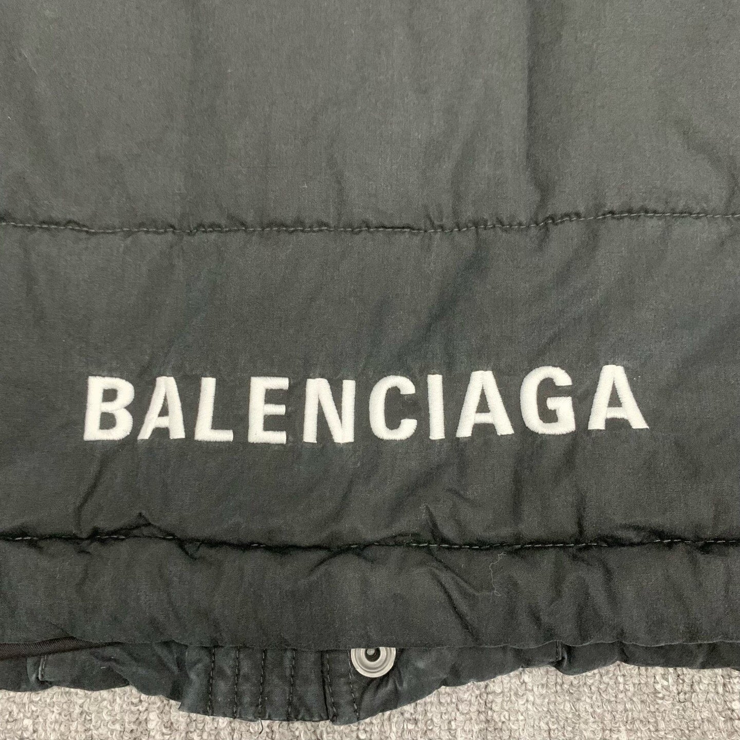 black balenciaga logo padded coat for men