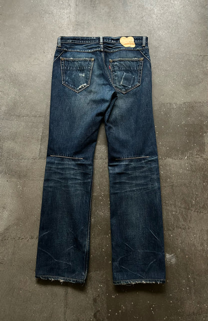 distressed washed denim pants by number nine