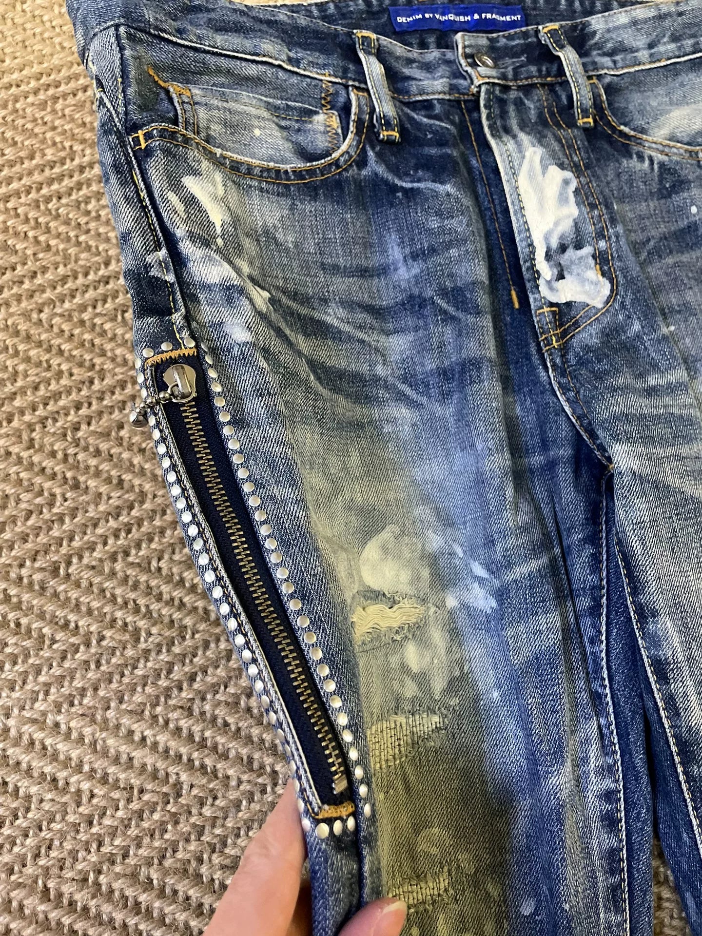 Vanquish & Fragment Splatter Distressed Jeans