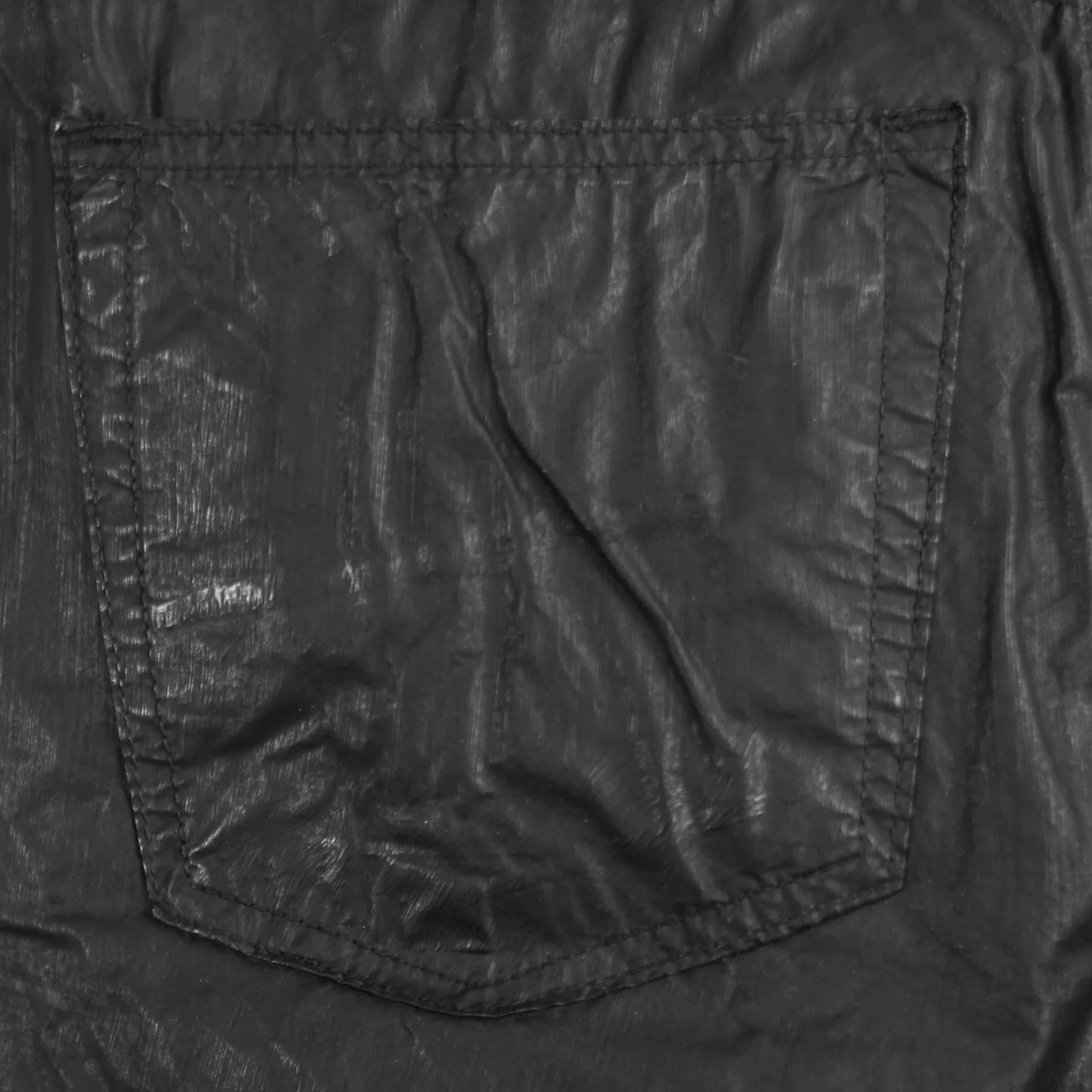 rick owens black waxed denim pants