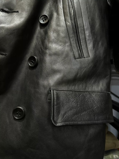 old joe double-breasted horsehide leather jacket