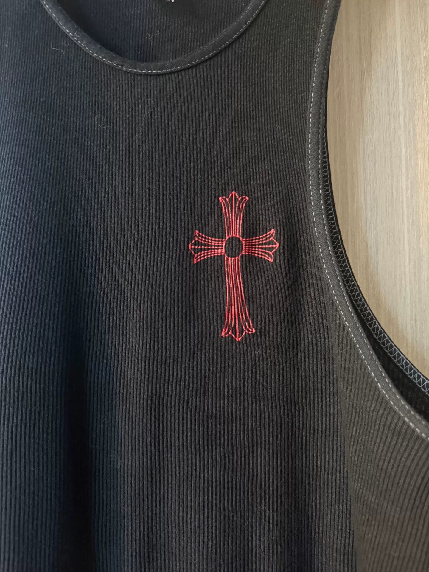 Chrome Hearts Black Red Cross Tank Top