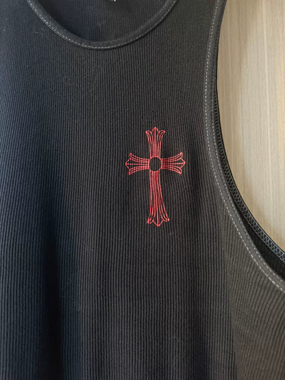 Chrome Hearts Black Red Cross Tank Top