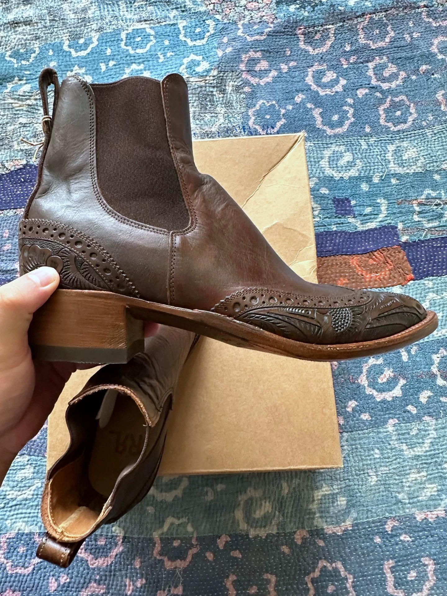 RRL Carved Western Chelsea Boots