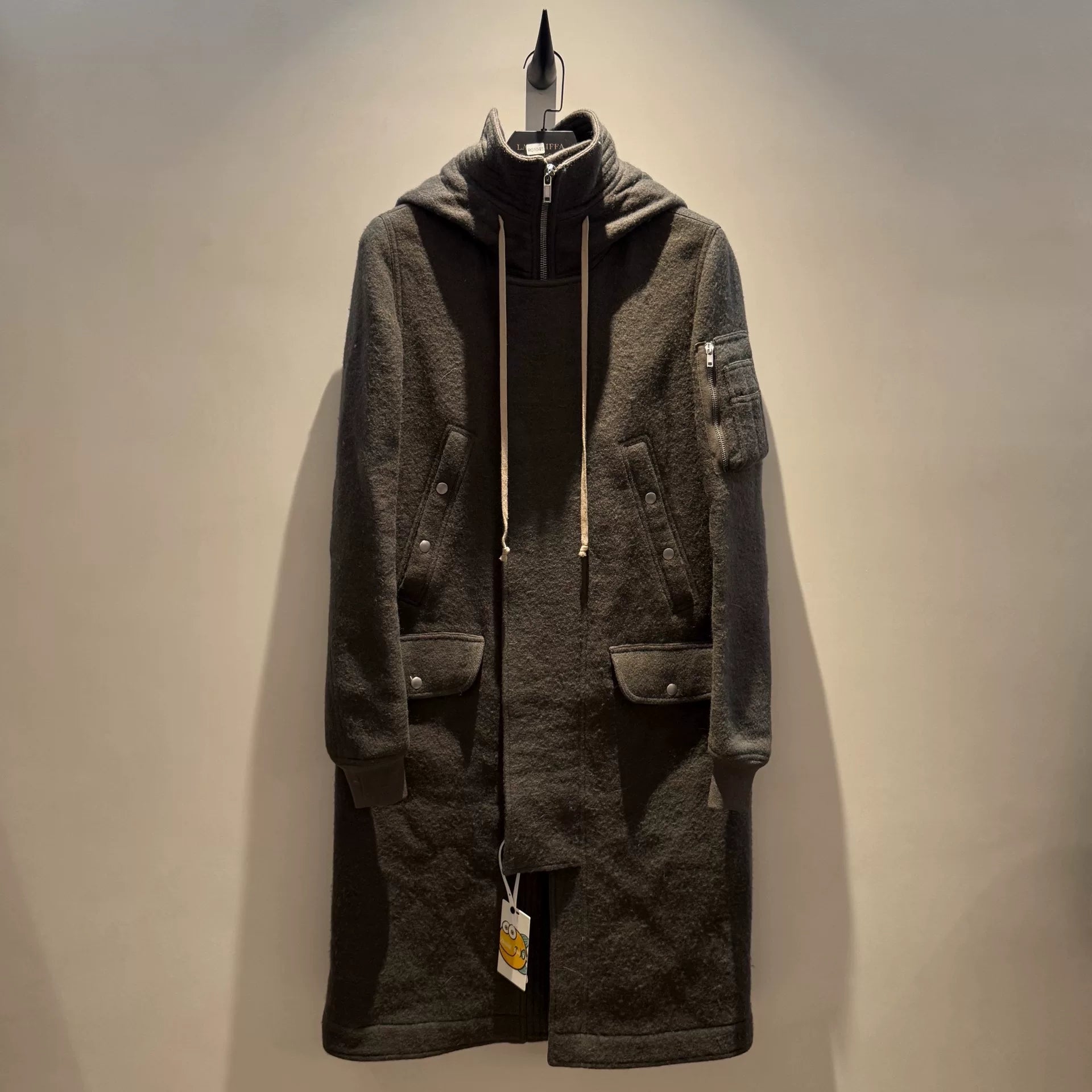 rick owens cashmere bomber coat in gray