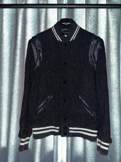Saint Laurent Black Sparkle Baseball Jacket