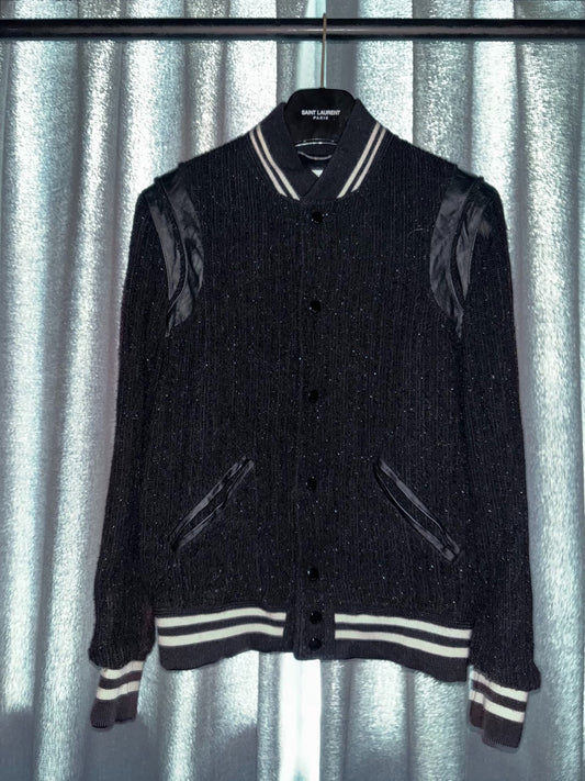 Saint Laurent Black Sparkle Baseball Jacket