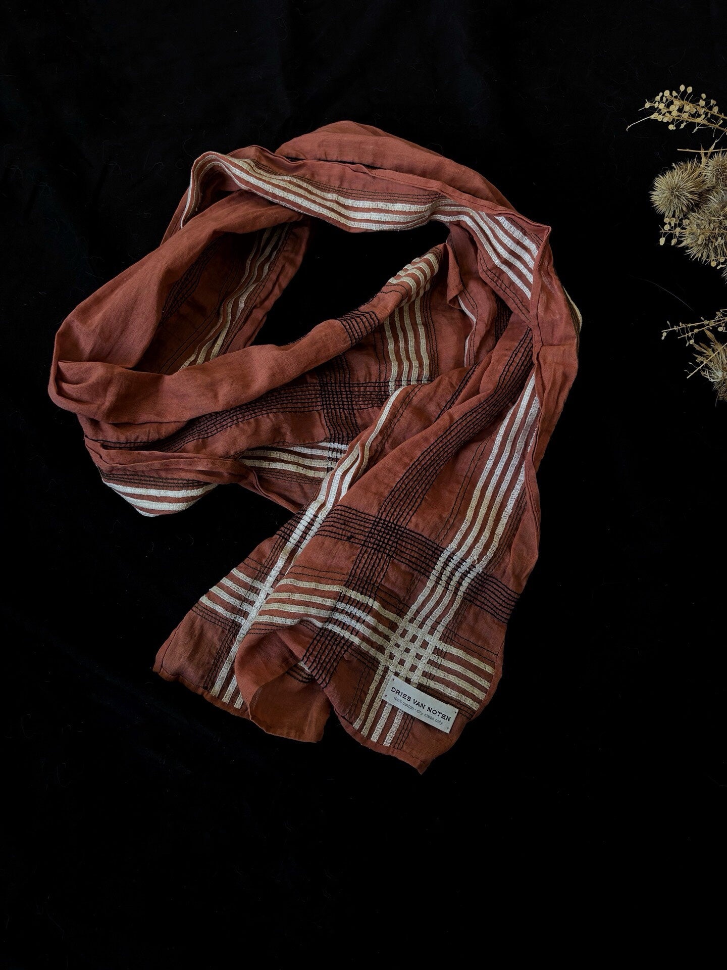 Dries Van Noten 90s Terracotta Cotton Scarf