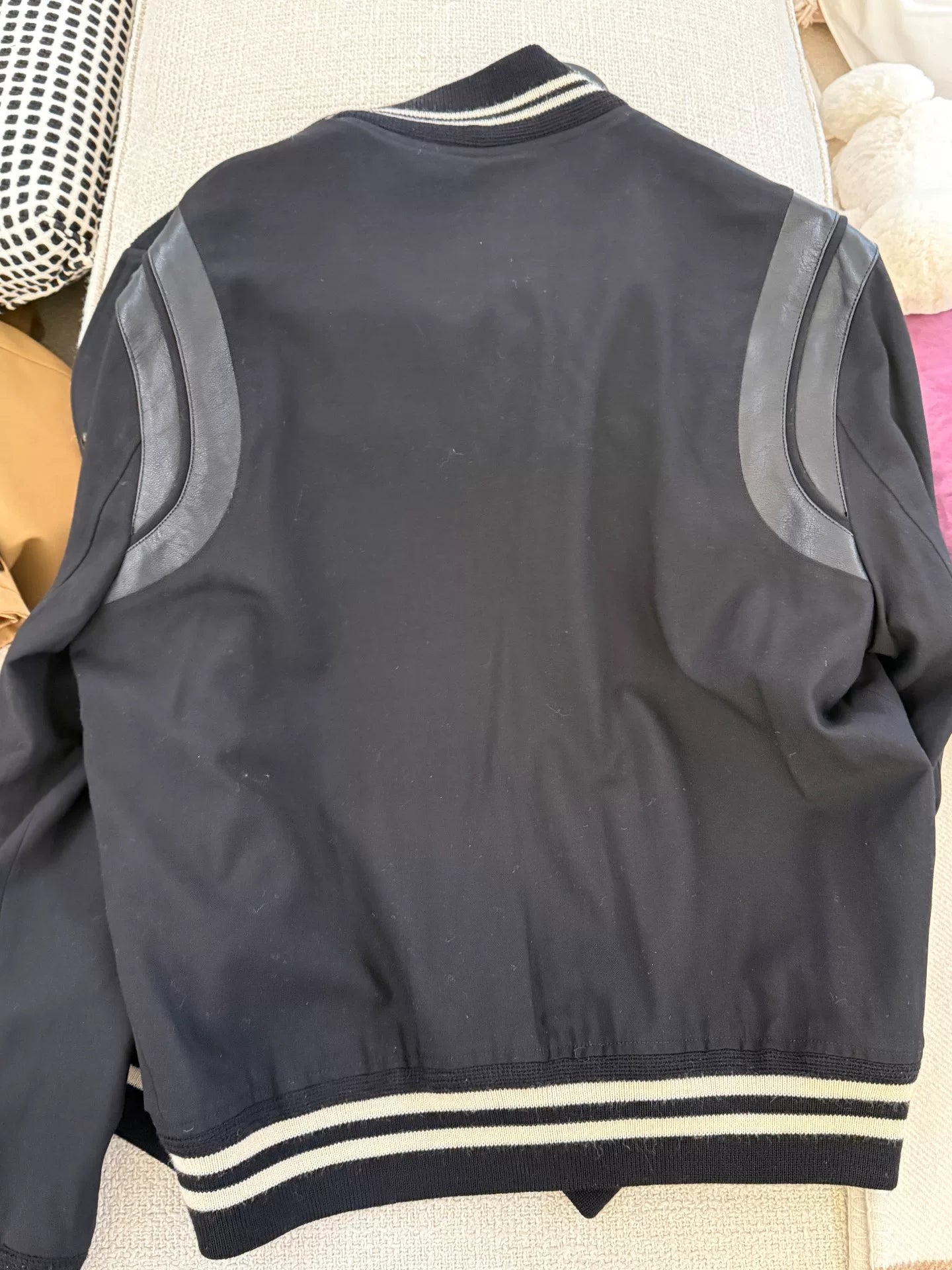 Saint Laurent Wool Leather Baseball Jacket