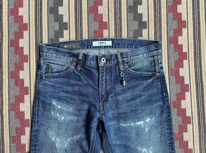 fdmtl skinny fit straight jeans vintage style