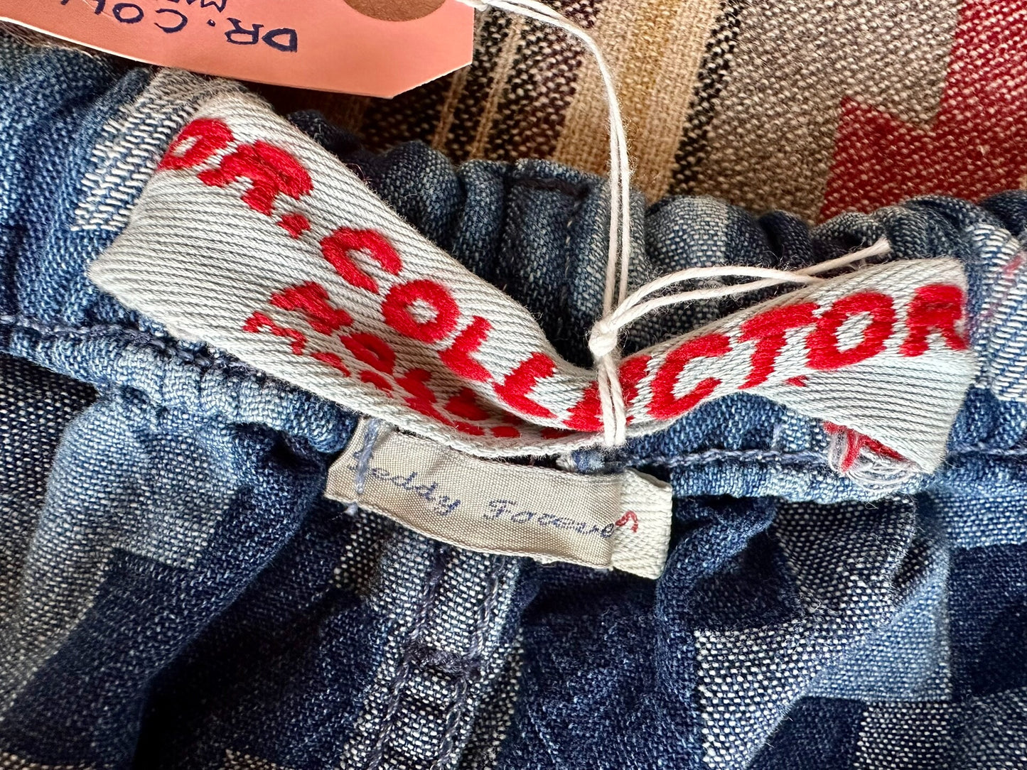 blue jacquard denim casual tapered pants