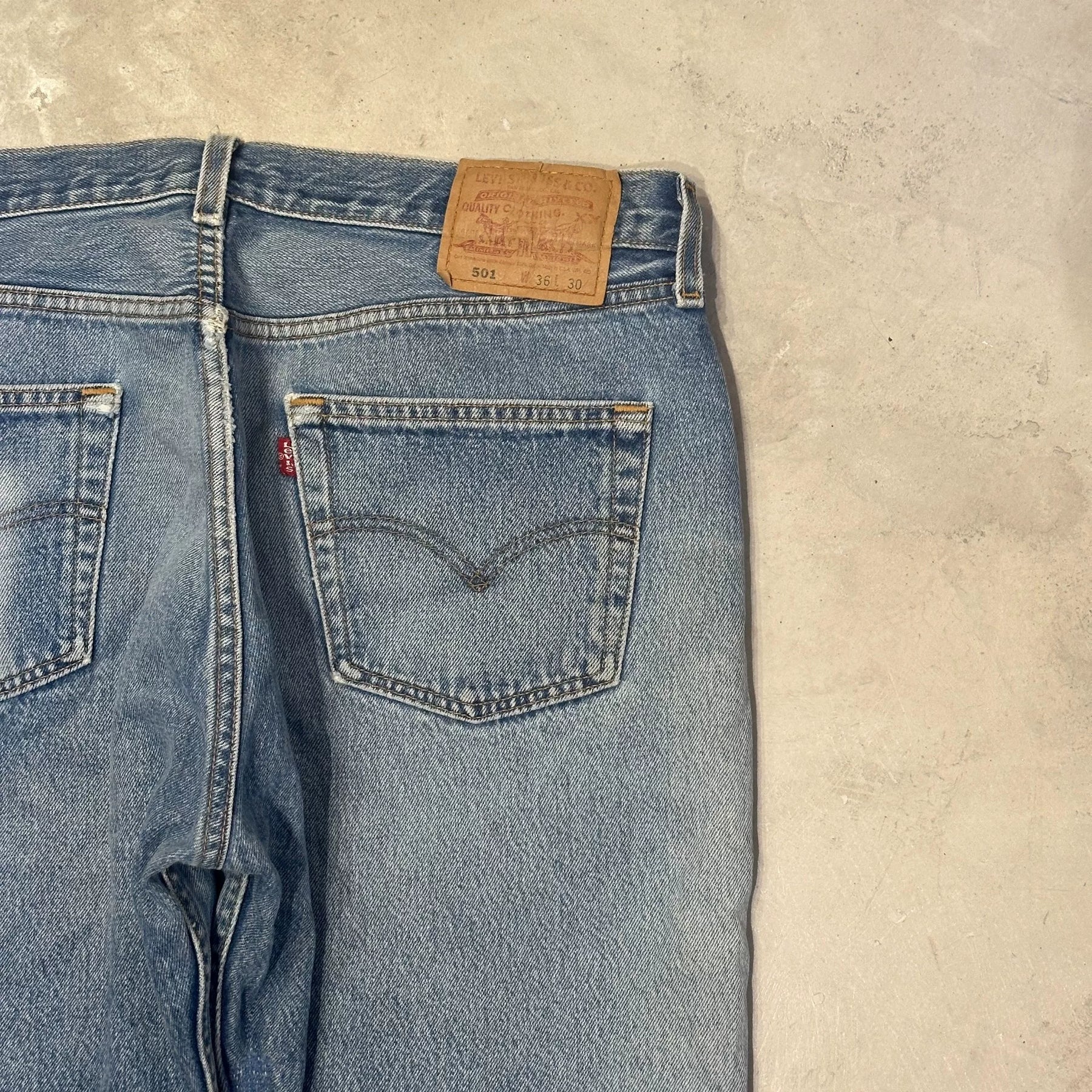 American Levi's 501 Distressed Patched Blue