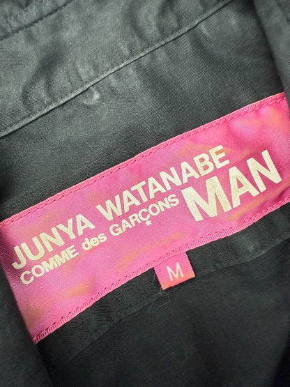 black sheer long shirt with deconstructed design