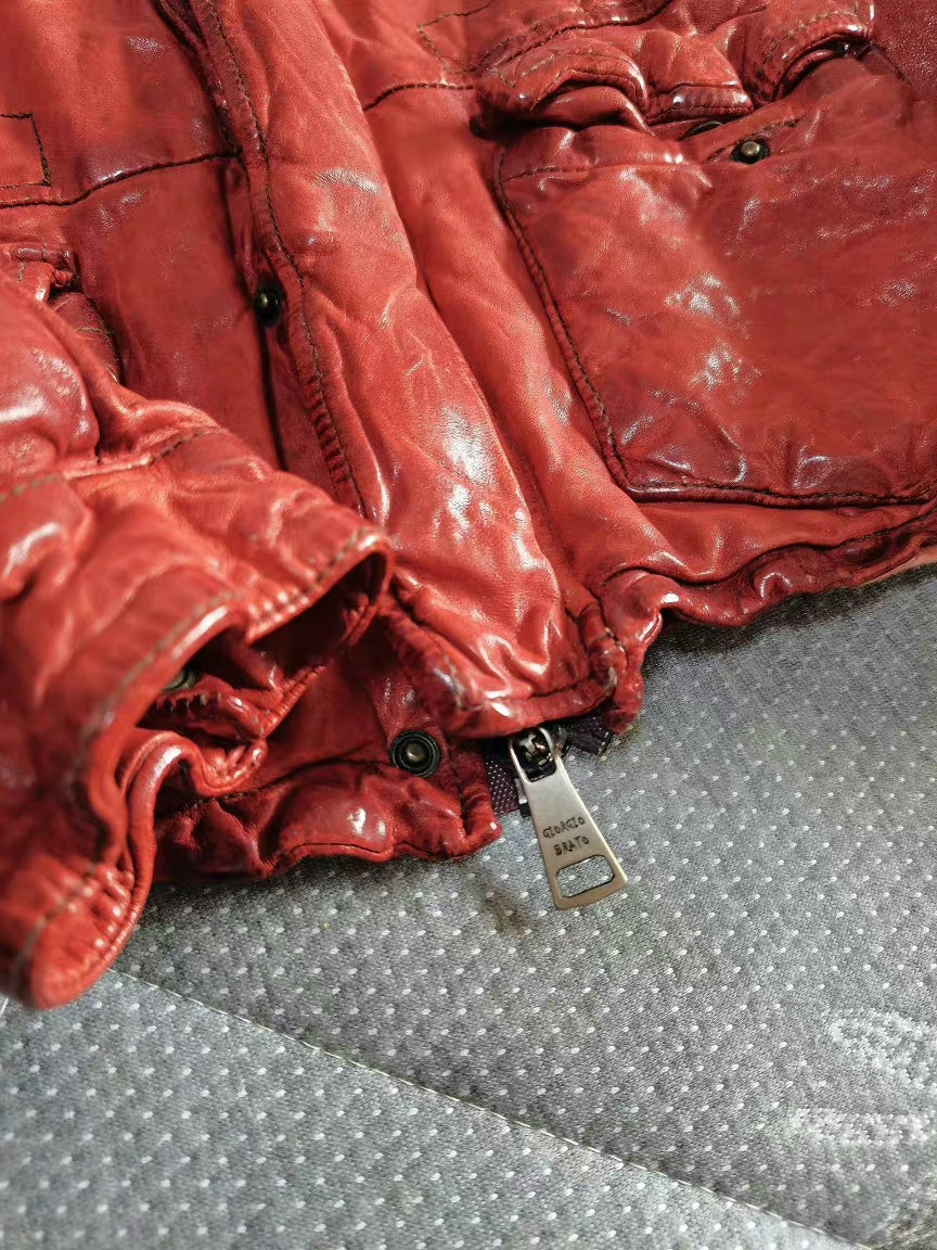 Giorgio Brato Dark Red Vintage Leather Jacket