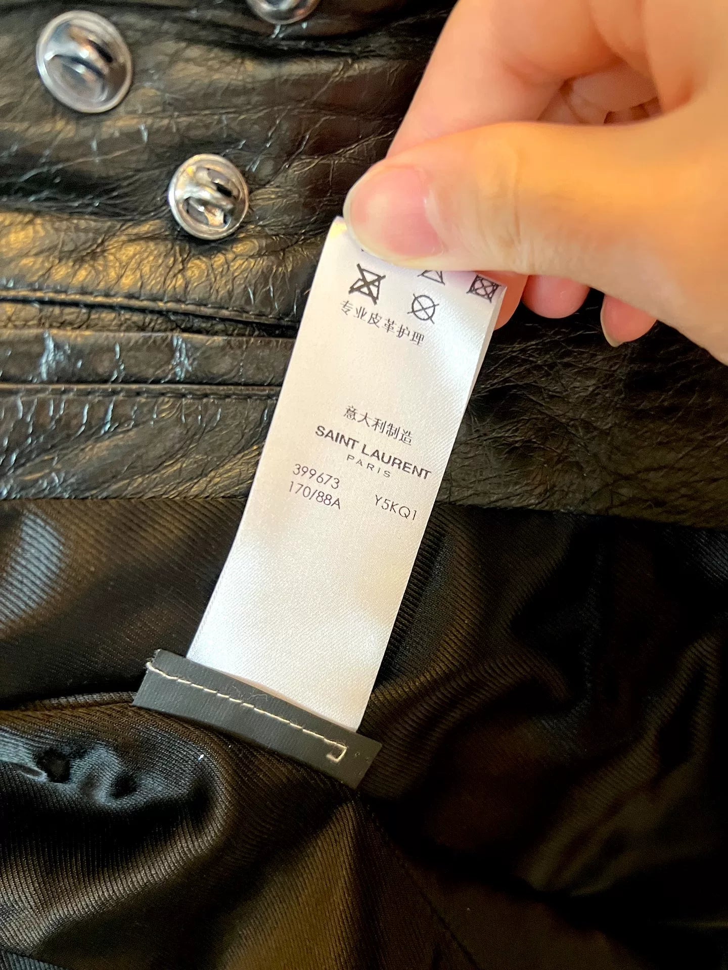 Saint Laurent Badge Leather Jacket 15FW