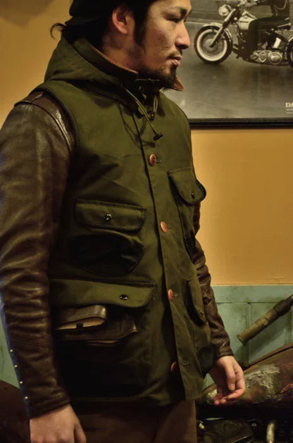 freewheelers redwood vest with waterproof coating