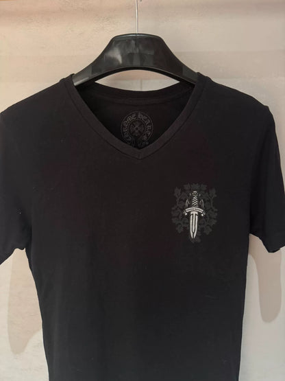 chrome hearts black v-neck graphic t-shirt