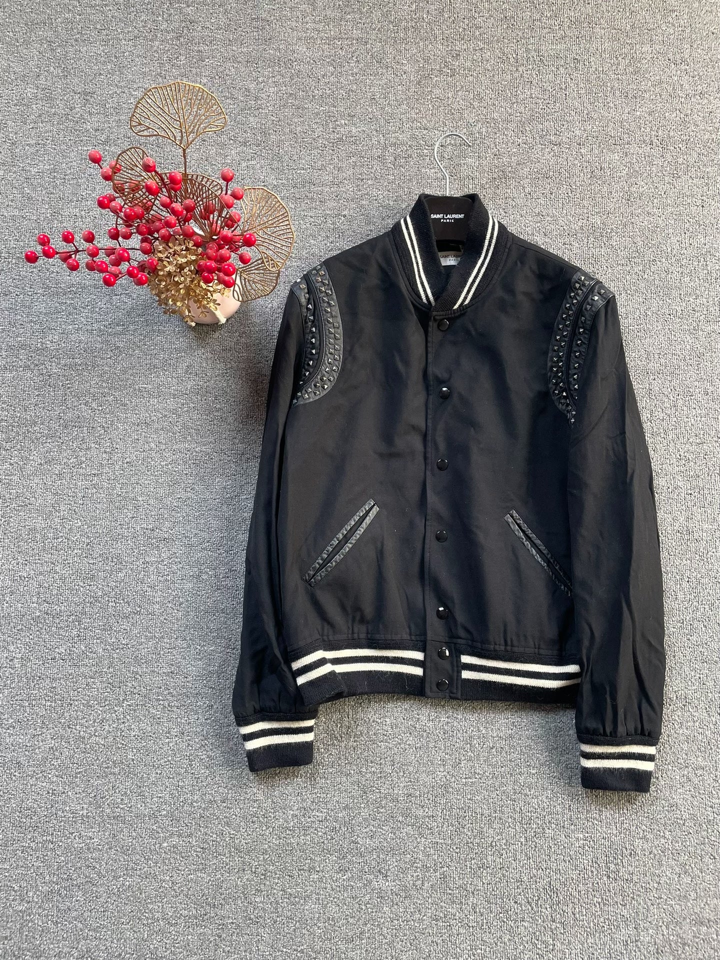 Saint Laurent Studded Varsity Jacket