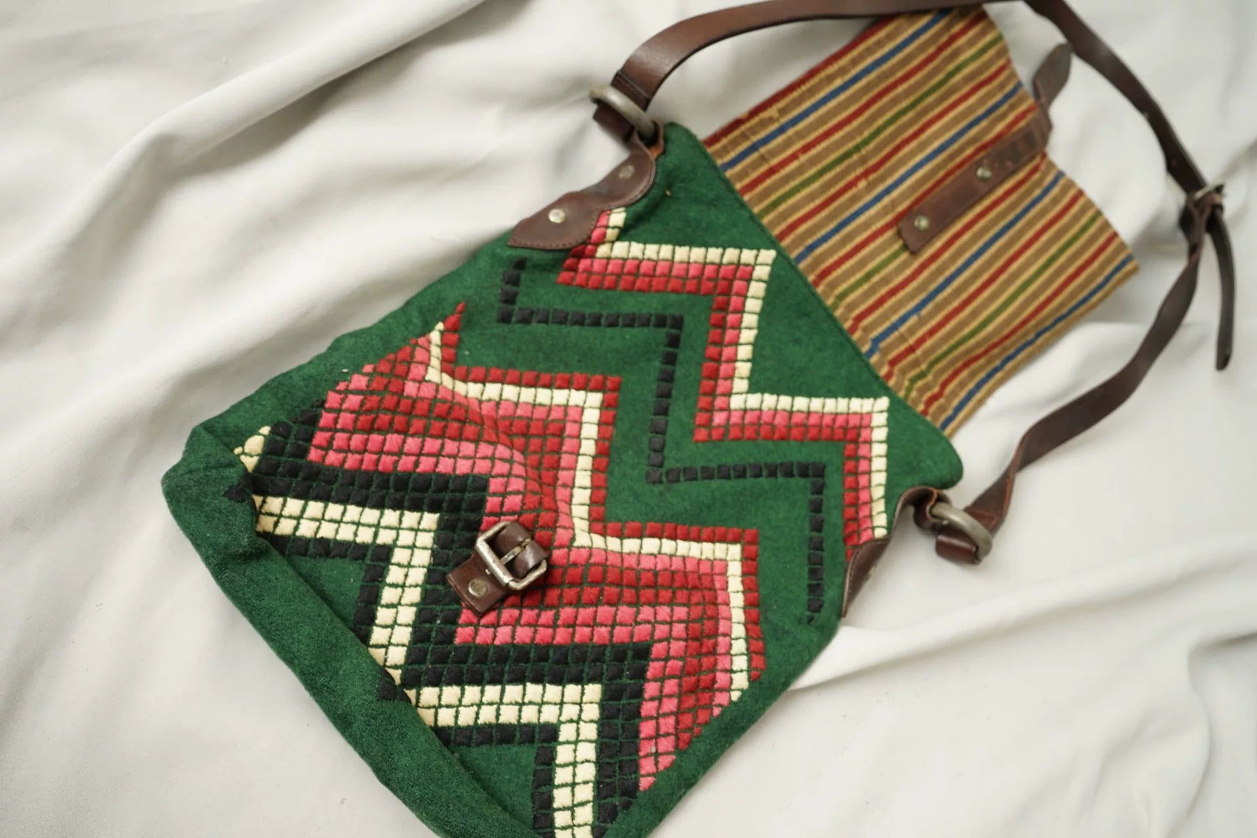 Dries Van Noten Grunge Ethnic Patchwork Shoulder Bag