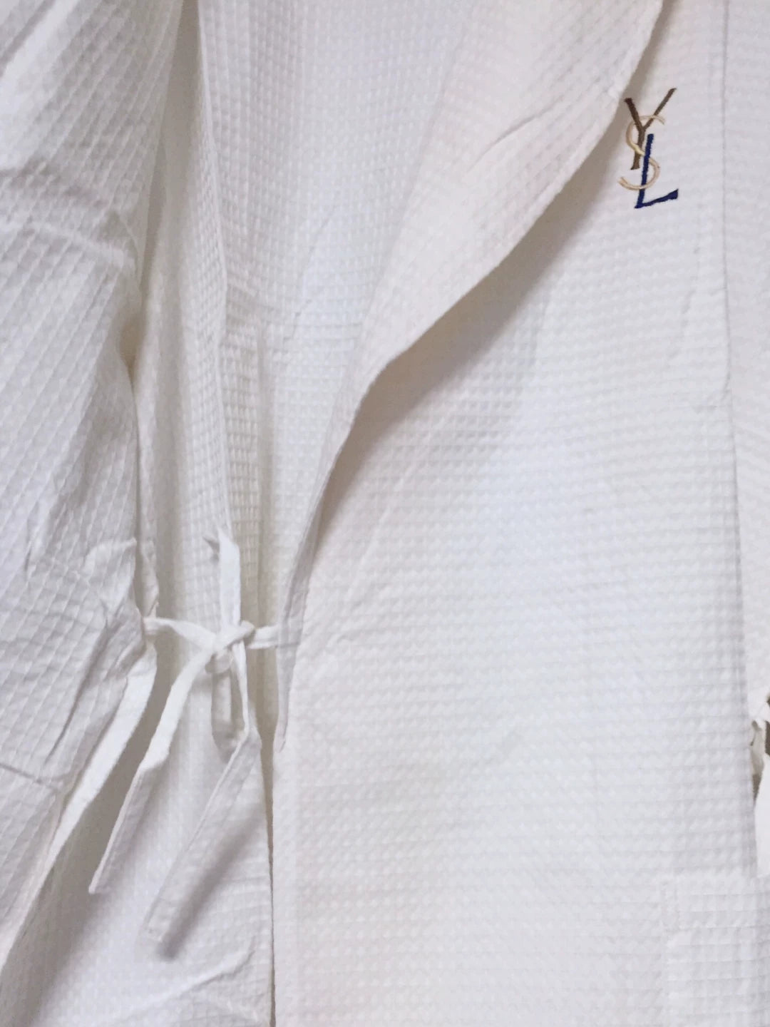 Saint Laurent YSL Embroidered Waffle Robe