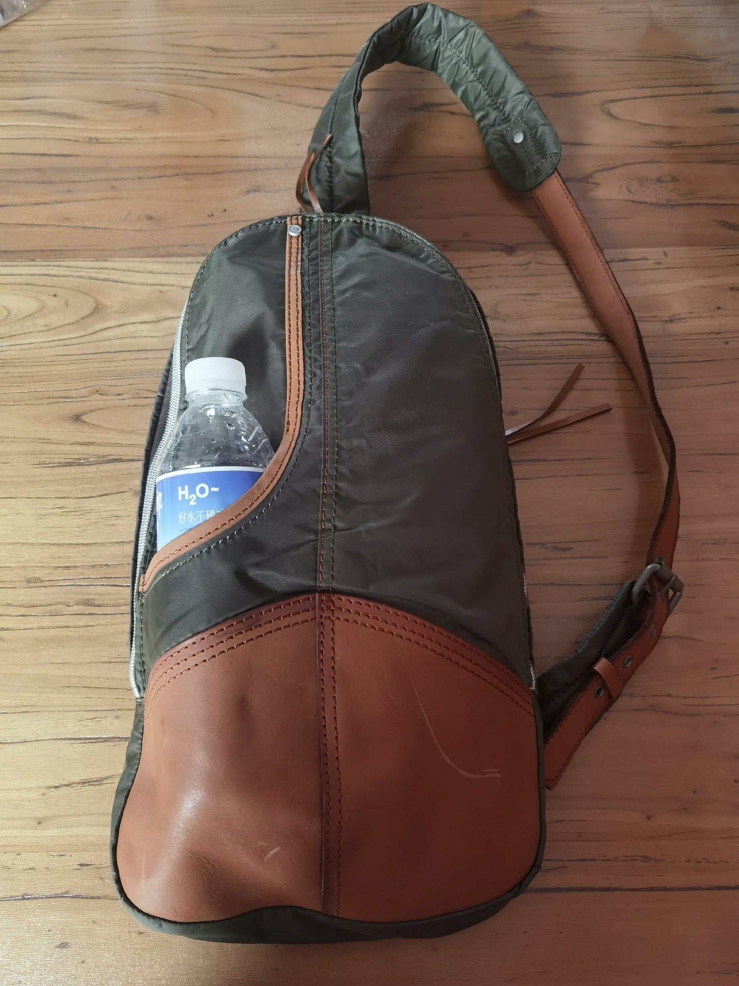Diesel Military Green Leather Chest Bag