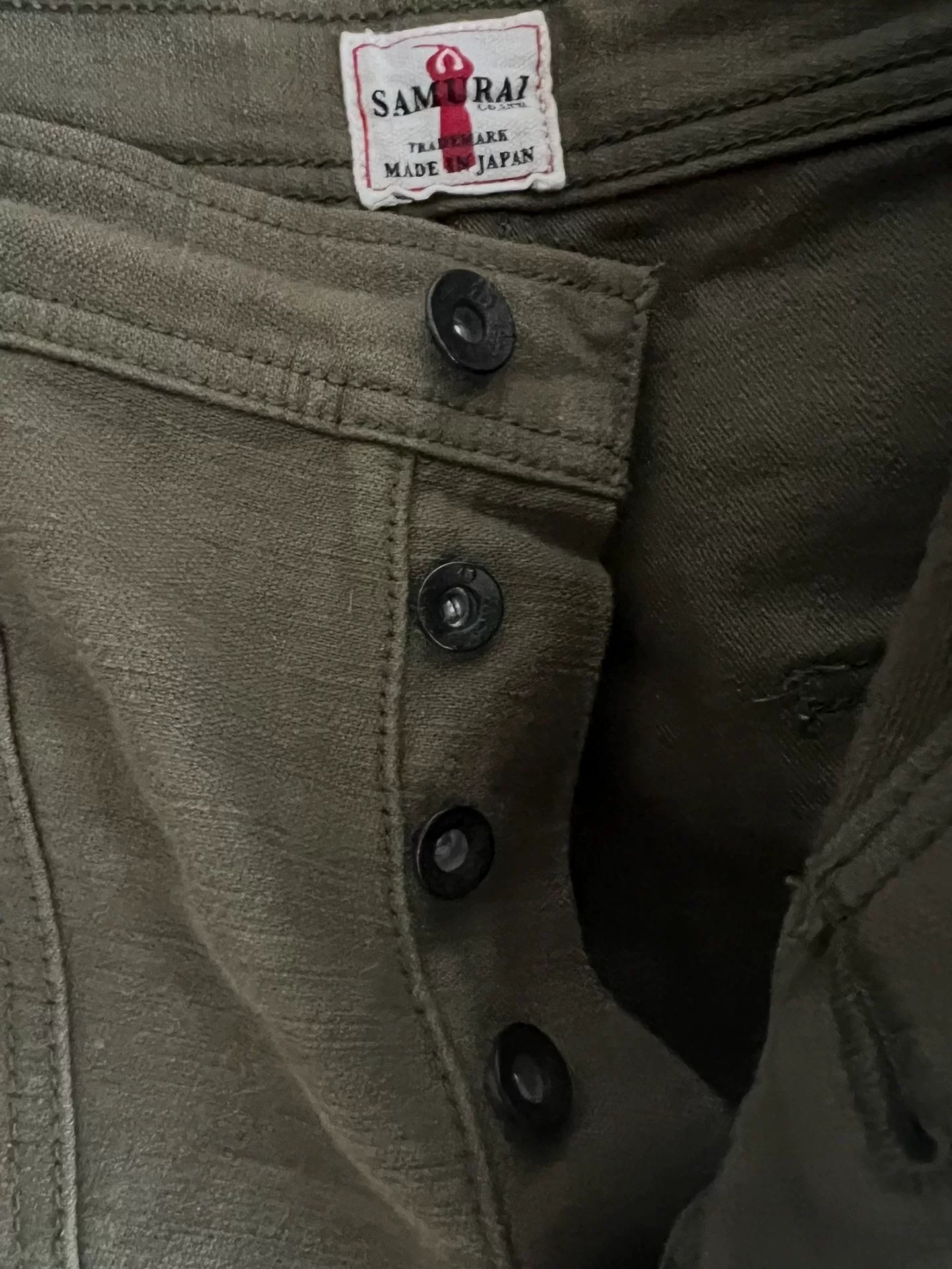 green cargo work pants with thick fabric