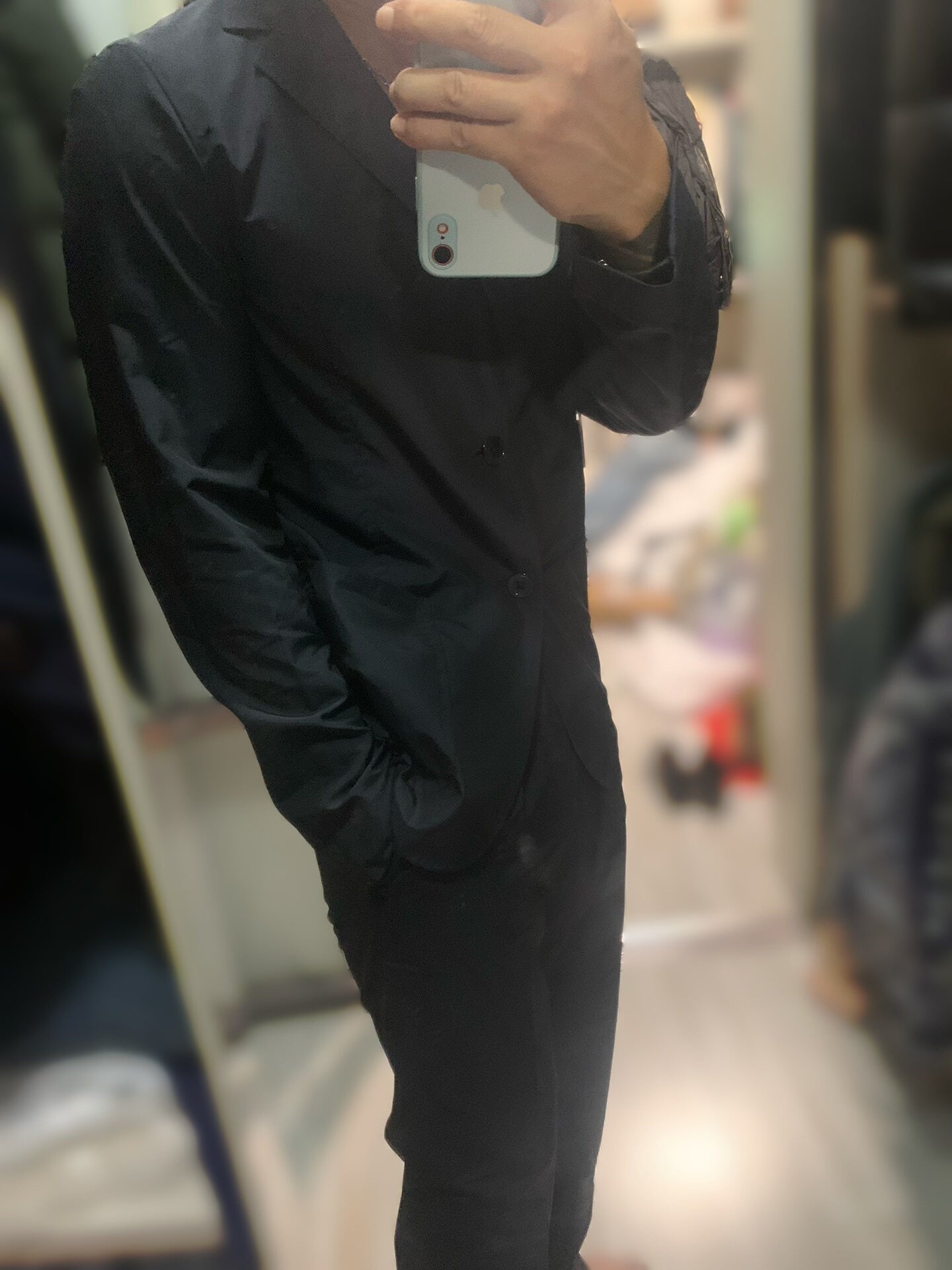 navy blue wool nylon jacket set