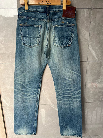 Blue Denim Sample Jeans with Distressing