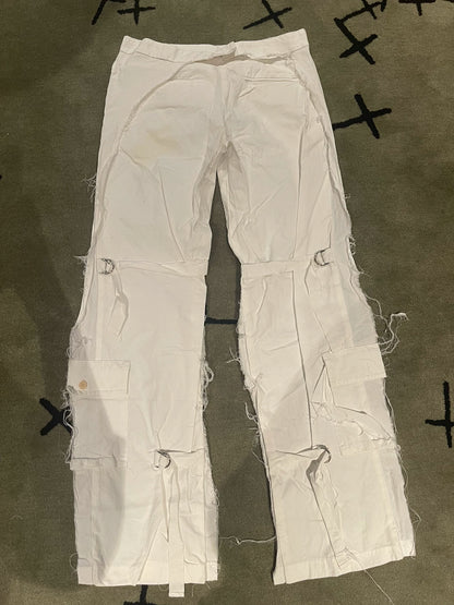 unique distressed white adjustable pants