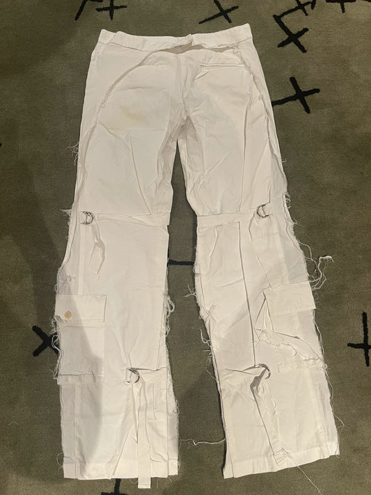 unique distressed white adjustable pants