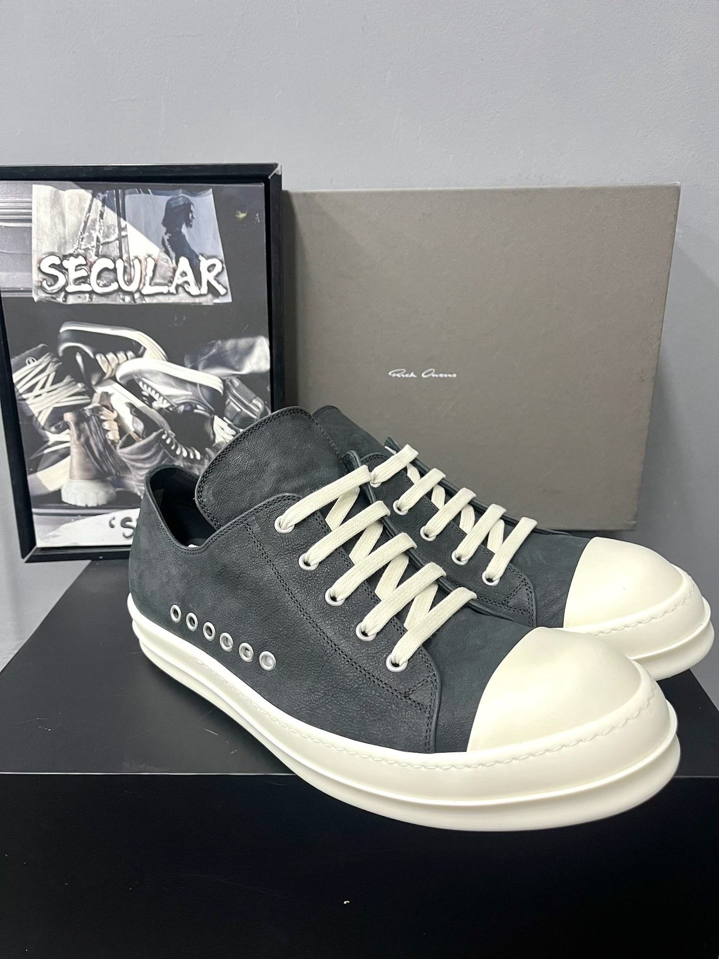 Rick Owens 26SS Washed Leather Low-Top Sneakers