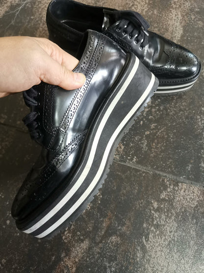 PRADA Black Low-Top Leather Shoes