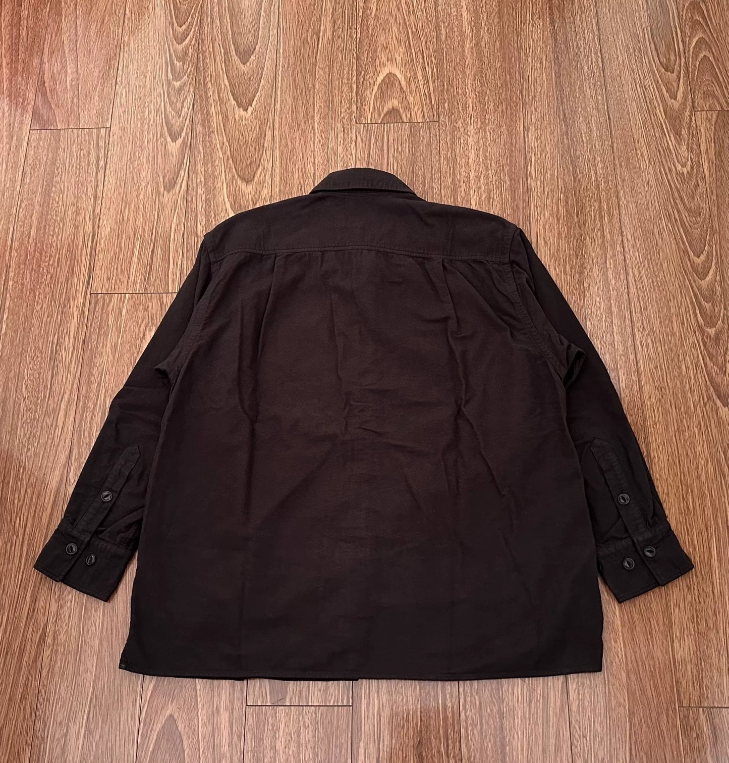 yokosakamoto oversized flannel shirt in black