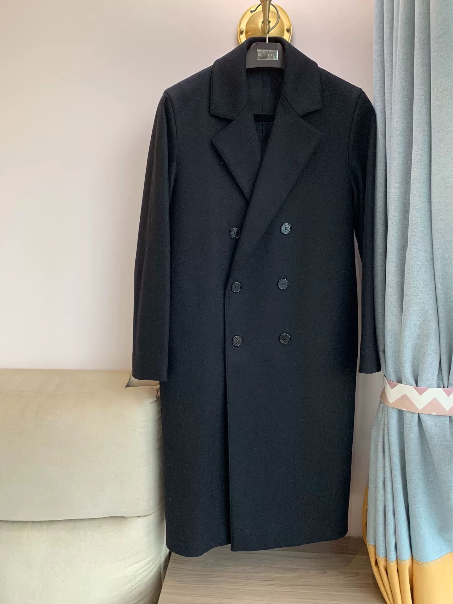Yves Saint Laurent Rive Gauche Black Overcoat