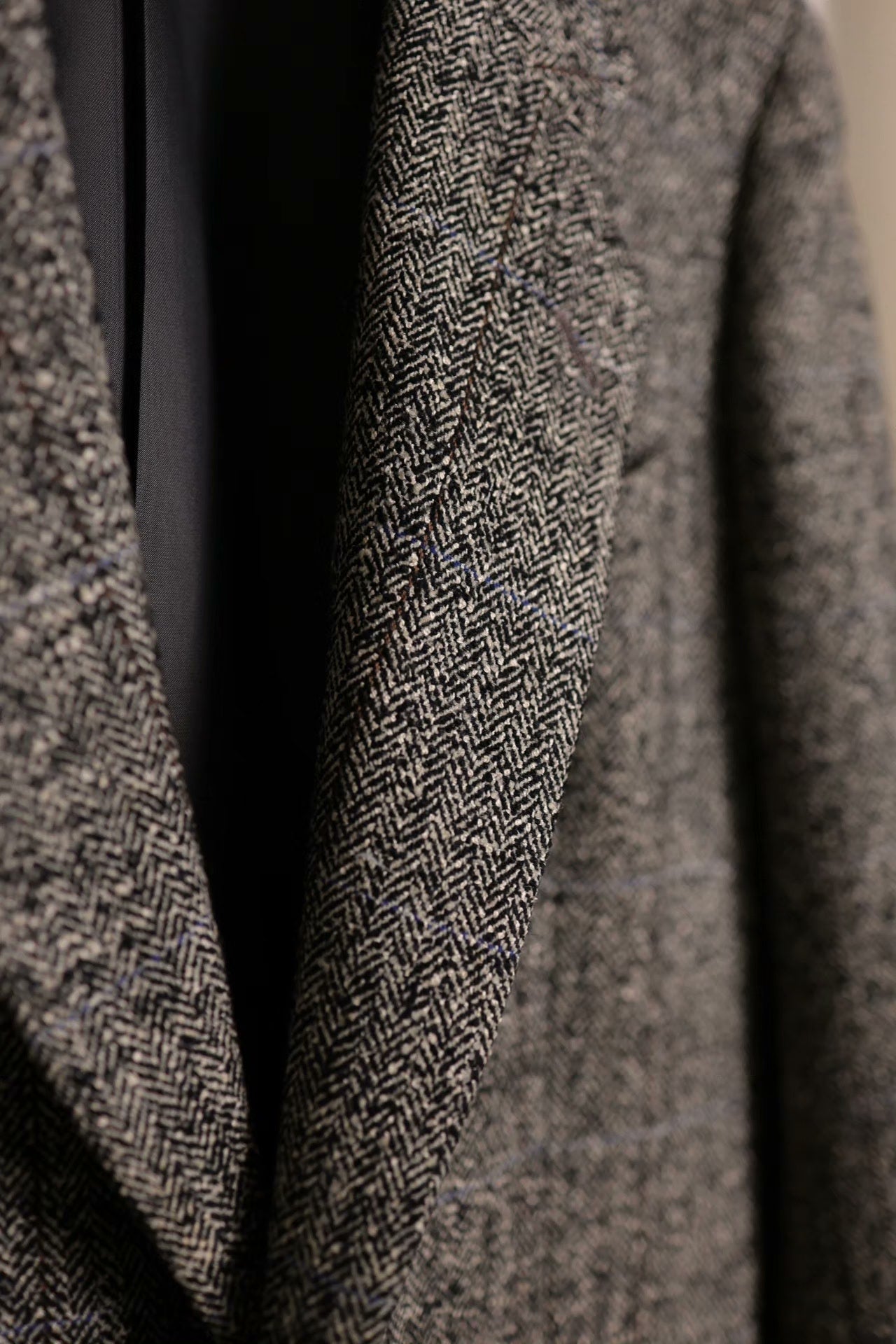 YSL Gray Herringbone Wool Suit Blazer